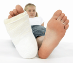 Child with foot in cast